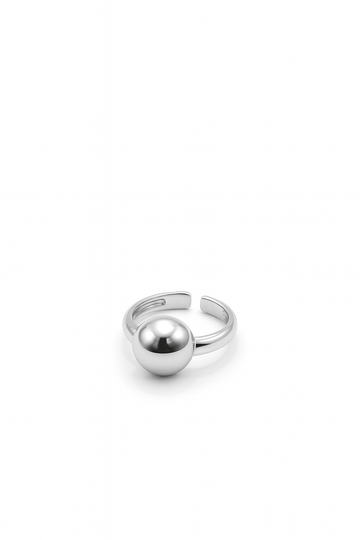 Luna Dome Ring in polished silverplated brass, minimalist statement design