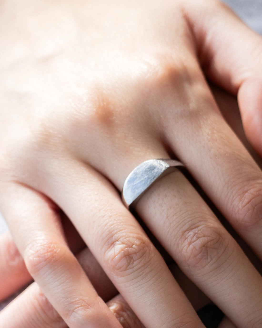 Silver-plated Moonlit Bastion Ring with bold geometric design