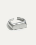 Silver-plated Moonlit Bastion Ring with bold geometric design