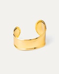 Wide gold cuff bracelet with sculptural design and glossy finish – Jadejuri