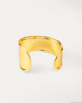 Wide gold cuff bracelet with sculptural design and glossy finish – Jadejuri